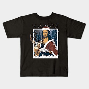 Mona Lisa Santa Christmas Kids T-Shirt